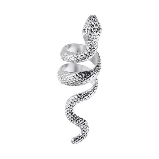 Exaggerated Snake Print Finger Band, Adjustable Open Snake Ring, Three-Dimensional Winding Design Animal Ring for Jewelry Gift