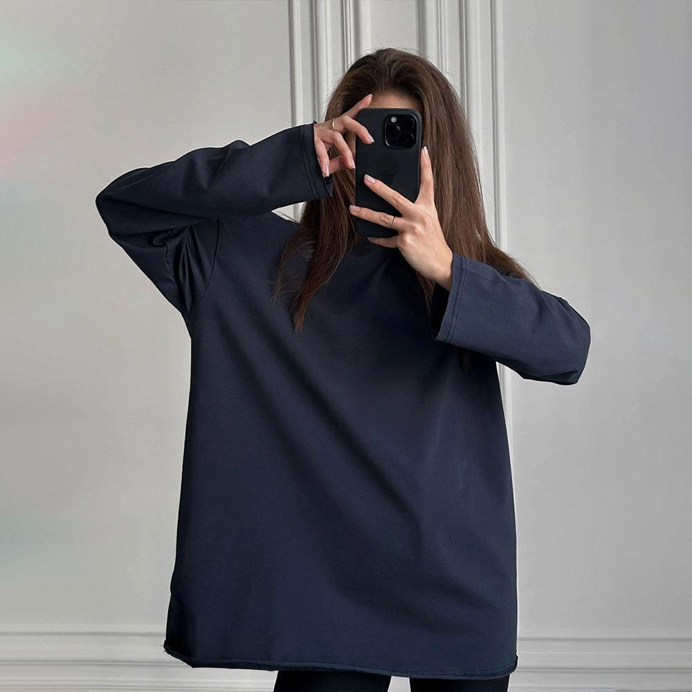 Women's Crew Neck Long Sleeve Oversized T Shirt Solid Color Casual Basic Top