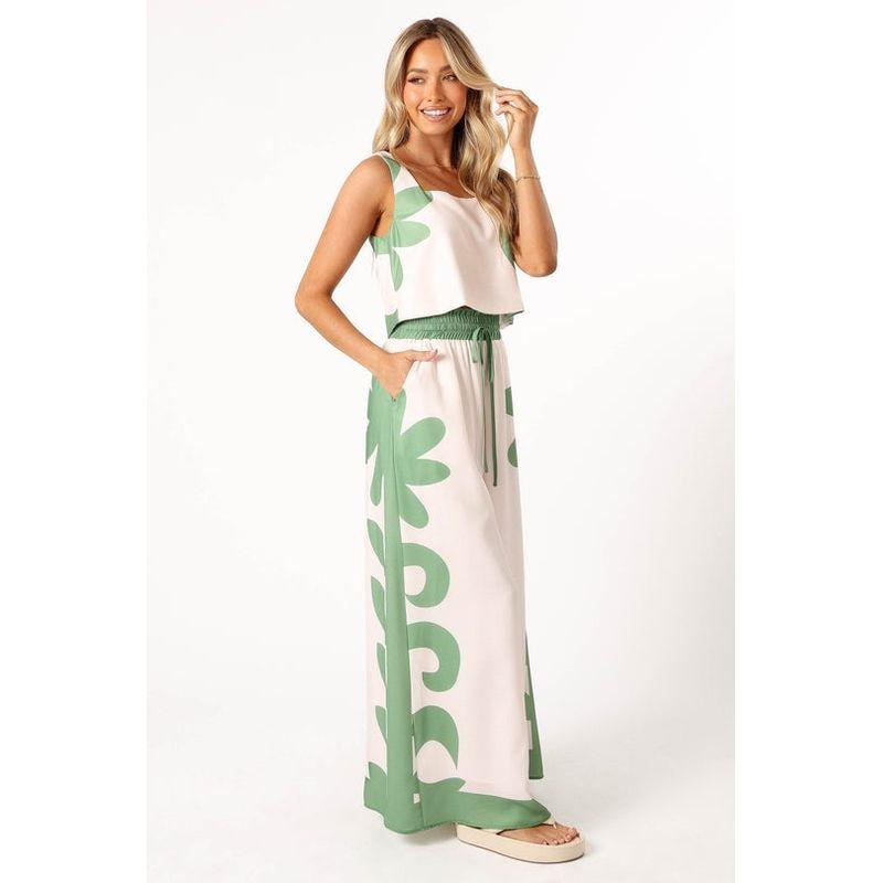 Vest and Pants Set Western Style New Fashion Loose Casual Print Vest Wide Leg Pants Two-Piece Set