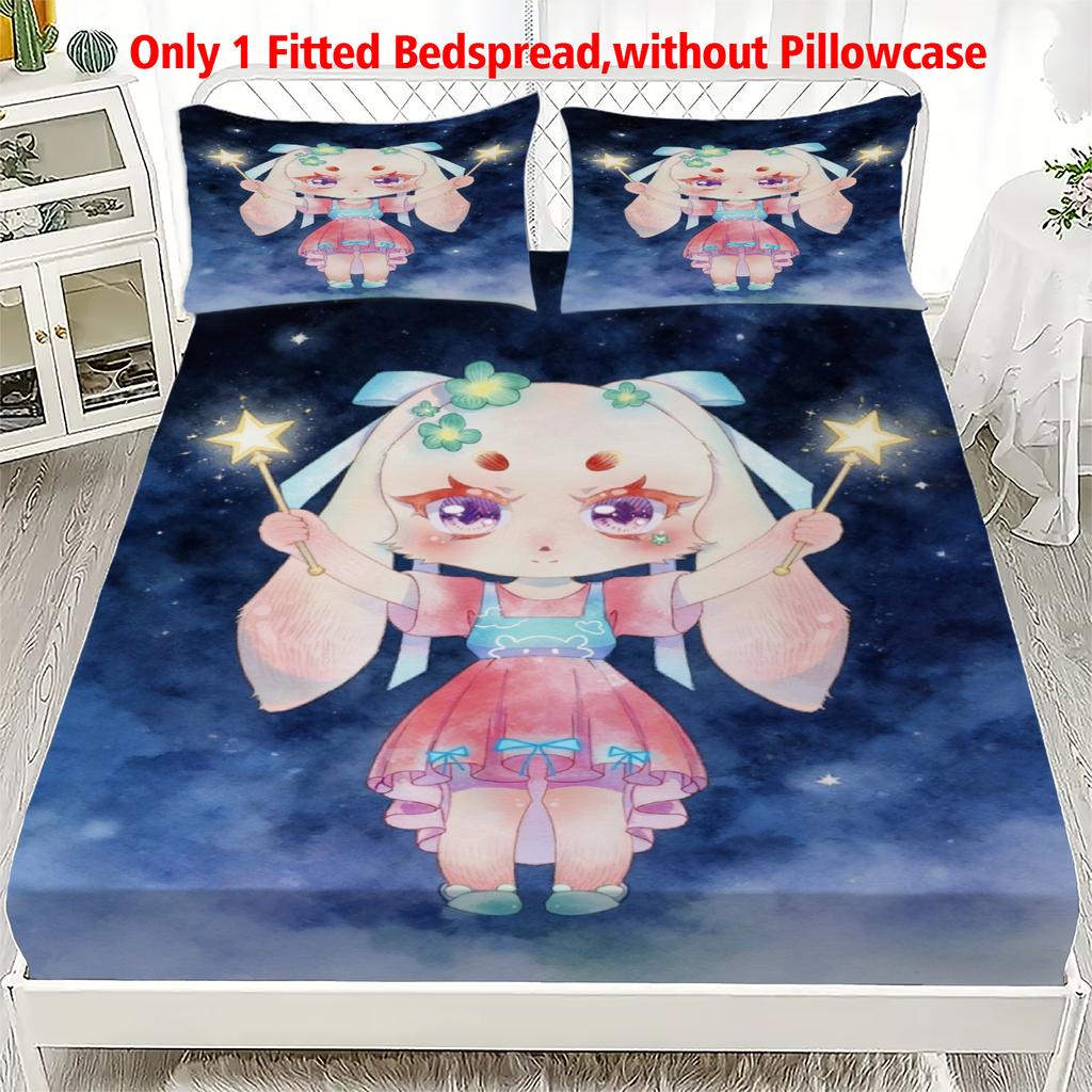 3pcs Fitted Sheet Set Soft Fluff Town Lulu-Sleepy Bunny Breathable Fitted Sheet Set for Home Decor Birthday Gifts For Kids