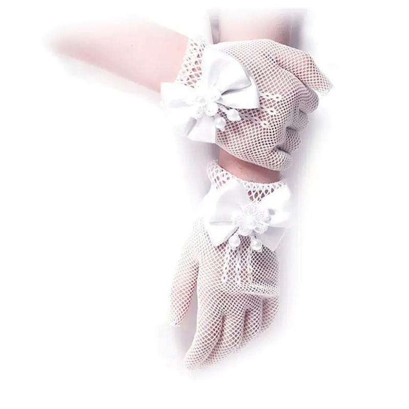 Kids Bowknot Lace Gloves for DressingUp Perfect for Dance Recitals Parties and Theme Event Festival Celebration Handwear