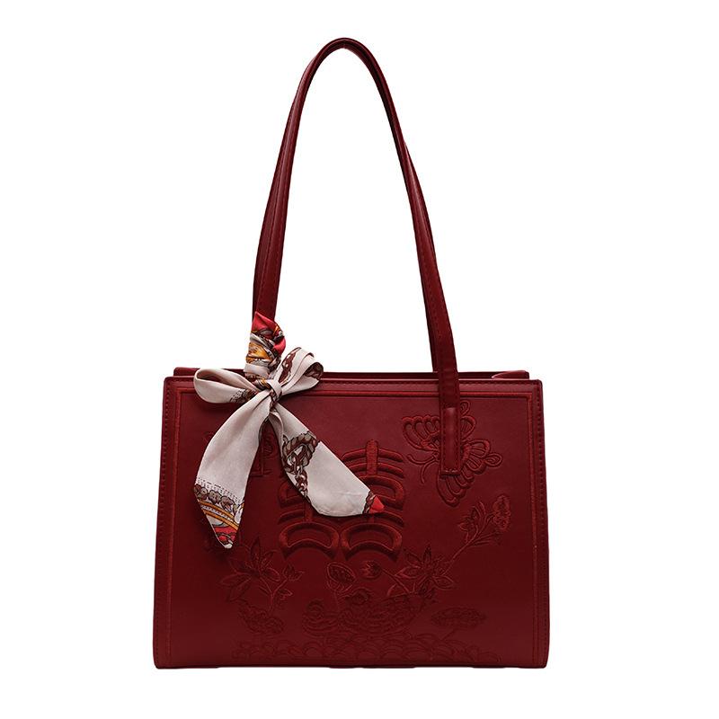Bags Women's Bags 2025 New Chinese Embroidered Wedding Tote Ins Stylish Retro Large Capacity Shoulder Tote Bag