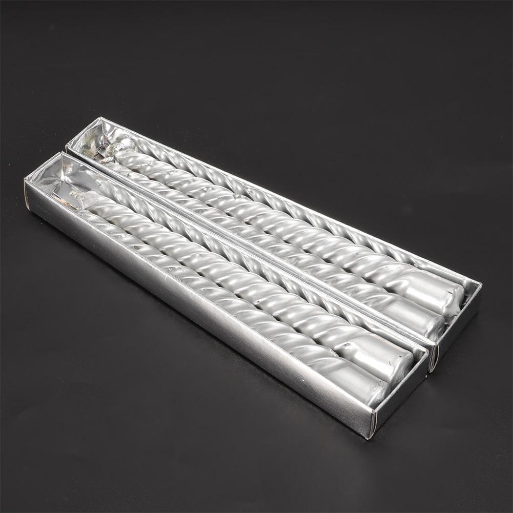4Pcs Modern Style Long Shape Candle Set Home Christmas Wedding Decoration Ornament (Silver)