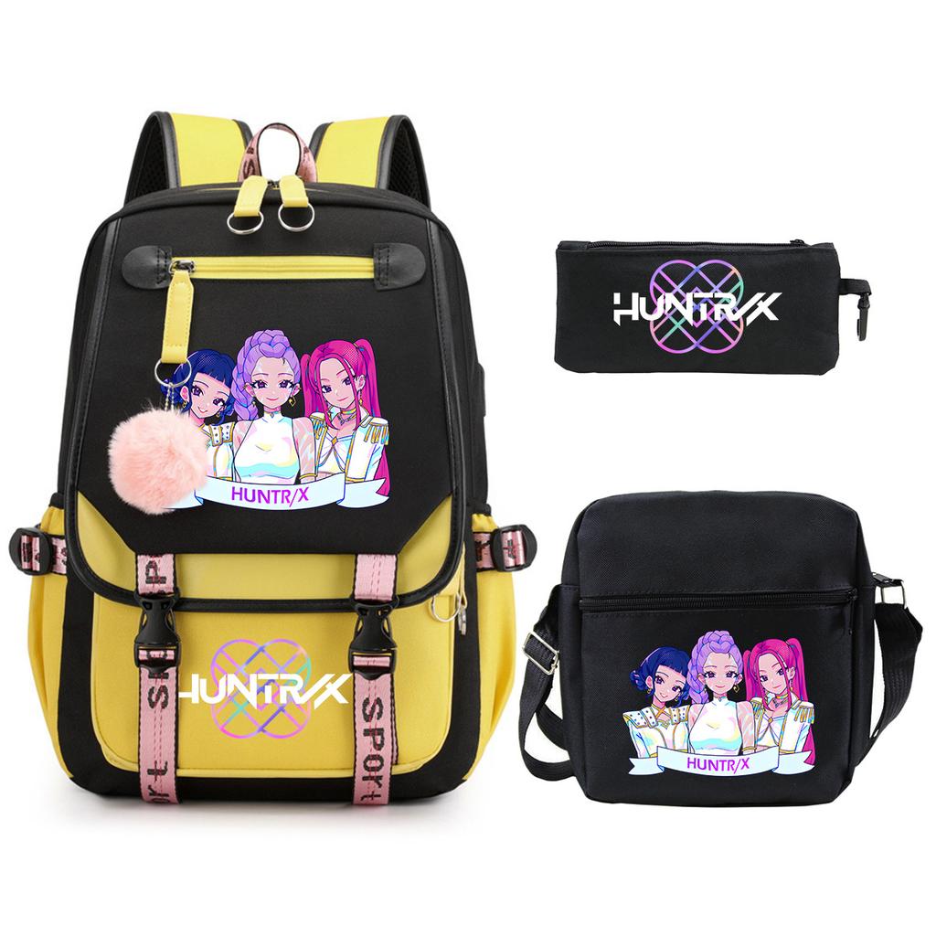 KPop Demon Hunters Korean version of student school bag children's backpack pencil bag set