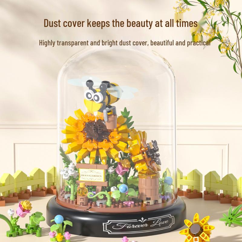 Yu Gao Insect & Hibiscus Rose Building Block Flowers - Compatible with Lego, Assembled Ornament Toys