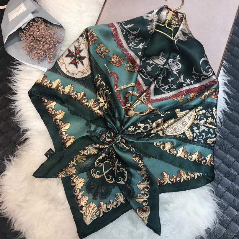 

Fashion Royal Style Blue Pink Silk Scarf New Europe America Brand Large Square Scarves Luxury Hot Stamping Women Scarf Shawl