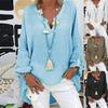 6-Color Loose Shirt Women's Casual Solid Color Top Spring Autumn V-Neck Long Sleeved Blouse
