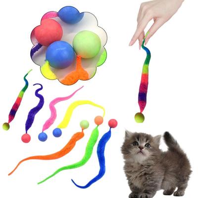 Kitten Interactive Toys Tickle Cat Colorful Bouncing Teasing Ball Indoor Tail Cat Bite Toys Bal Y5K5