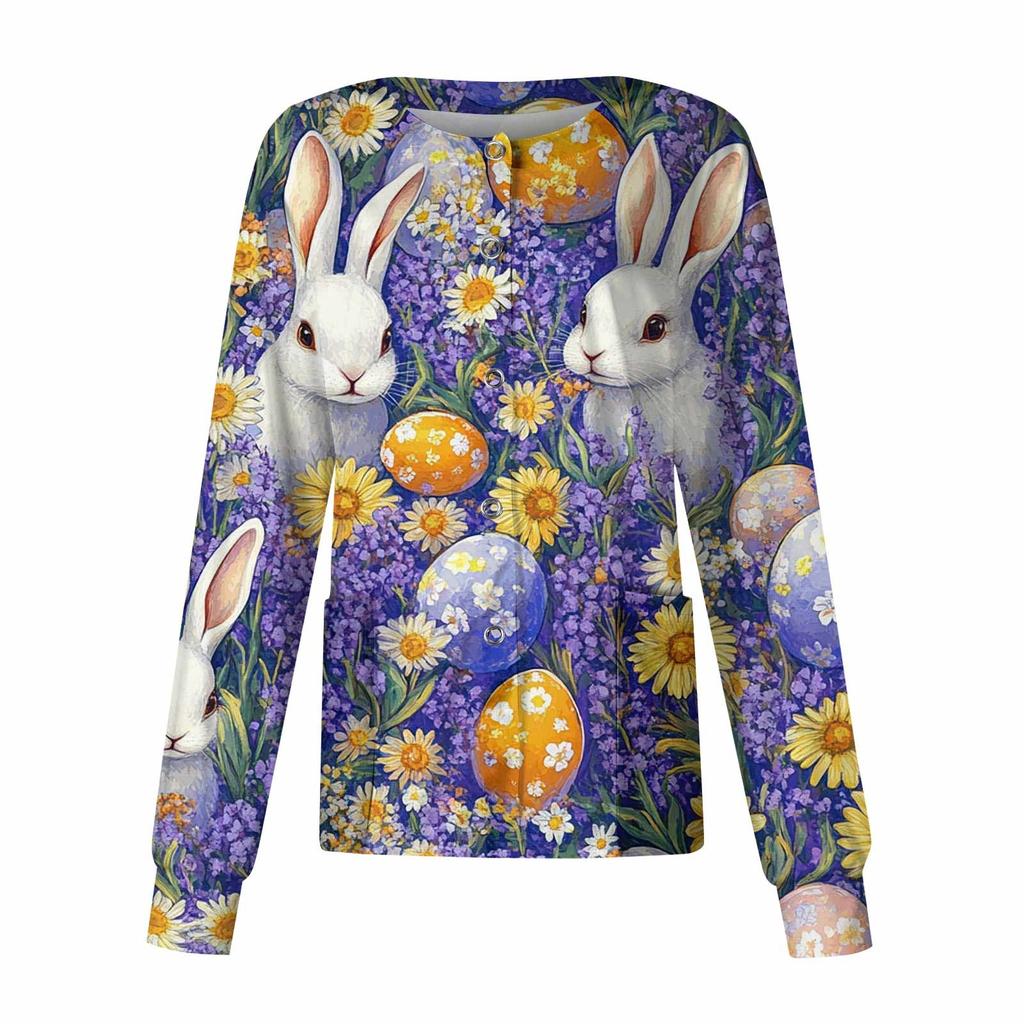 Women Long Sleeve Pattern Pocket Working Stand-up Collar Single-breasted Protective Overalls Cardigan Jacket Top