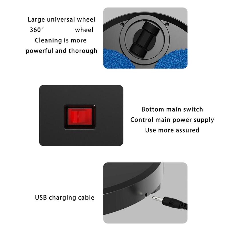 USB Rechargeable Electric Mop for Efficient Dirt Removal Automatic Wet Dry Floor Mopping Machine Sweeping Robot