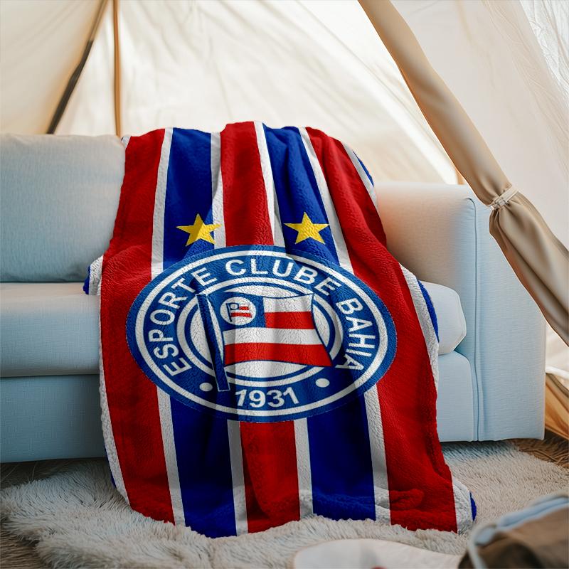 1 Stück Esporte Clube Bahia Sportverein Emblem Aufgedruckte Weiche Flanelldecke Überwurf für Schlafzimmer Wohnzimmer Sofa Camping Fan Geschenke Weihnachtsgeschenke