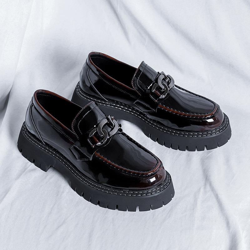 Men's Fashion Patent Leather Shoes Black Red Slip-on Oxfords Shoe Wedding Party Dress Designer Platform Loafers Footwear
