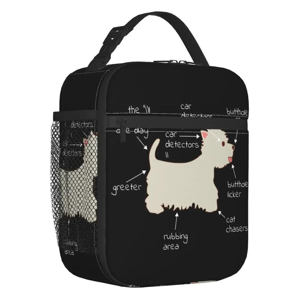 Cute West Highland White Terrier Dog Insulated Lunch Bag Leakproof Westie Puppy Cooler Thermal Lunch Box Office Picnic Travel