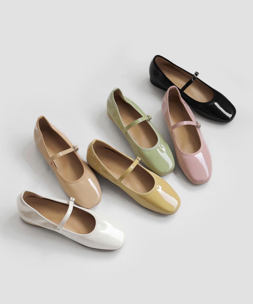 Sappun Charlotte Patent Mary Jane Flat Shoes (2Cm)