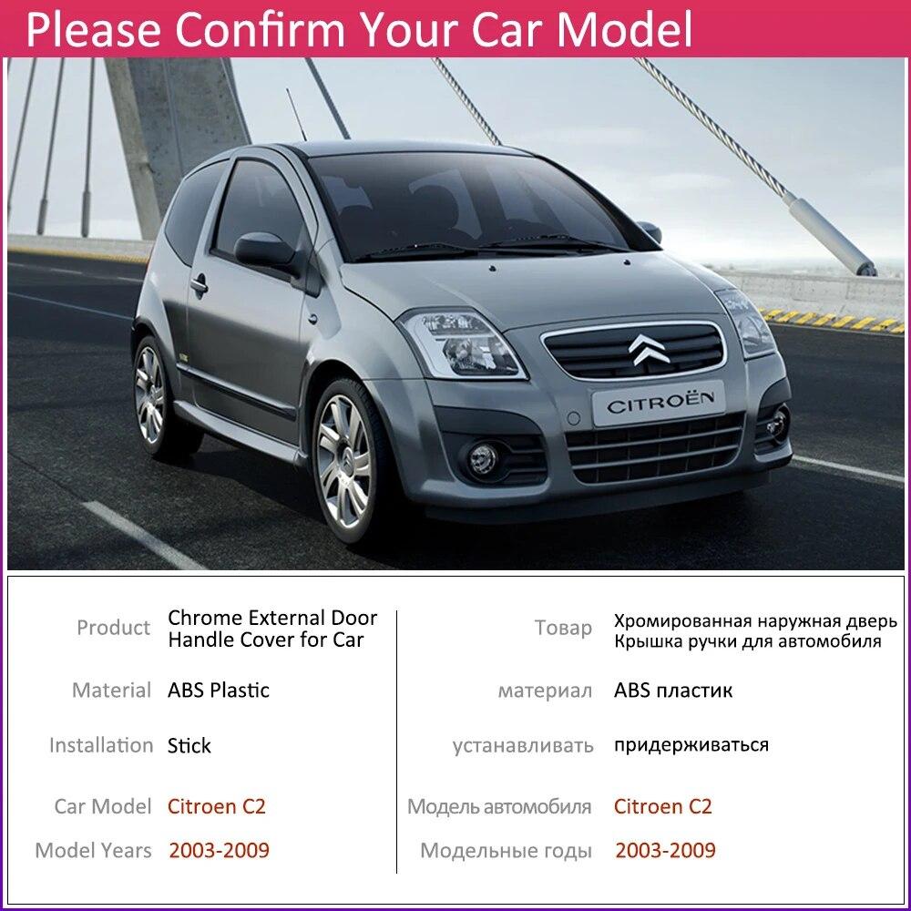 Pro Citroen C2 2003~2009 Chrom Vnější kryt kliky dveří Autodoplňky Samolepky Obložení Sada 2 dveří 2004 2005 2006 2007 2008