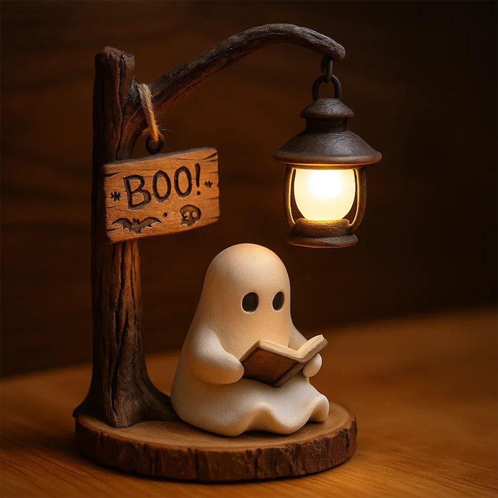 Cute Ghost Reading Lamp Halloween 3D LED Night Light Spooky Cute Desk Light for Bedroom Study Halloween Home Decor Book Lovers