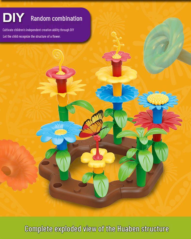 Children's Interlocking Flower Garden Building Blocks - DIY Assembly Toy Set