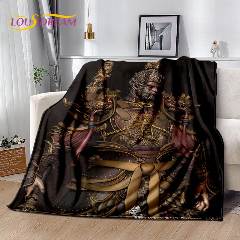 3D Black Myth Wukong Monkey King Cartoon Game Soft Blankets,Throw Blanket Comfortable Blanket for Picnic Beds Sofa Home Bedroom