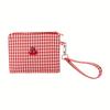 Cherry Coin Purse Portable Makeup Bag for Outings Sanitary Napkin Storage Pouch Cherry Canvas Makeup Bag Convenient Red Checkered Lipstick Organizer