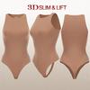 Kardashian Style Double-Layer High-Elastic Tummy-Control Bodysuit with Round Neck