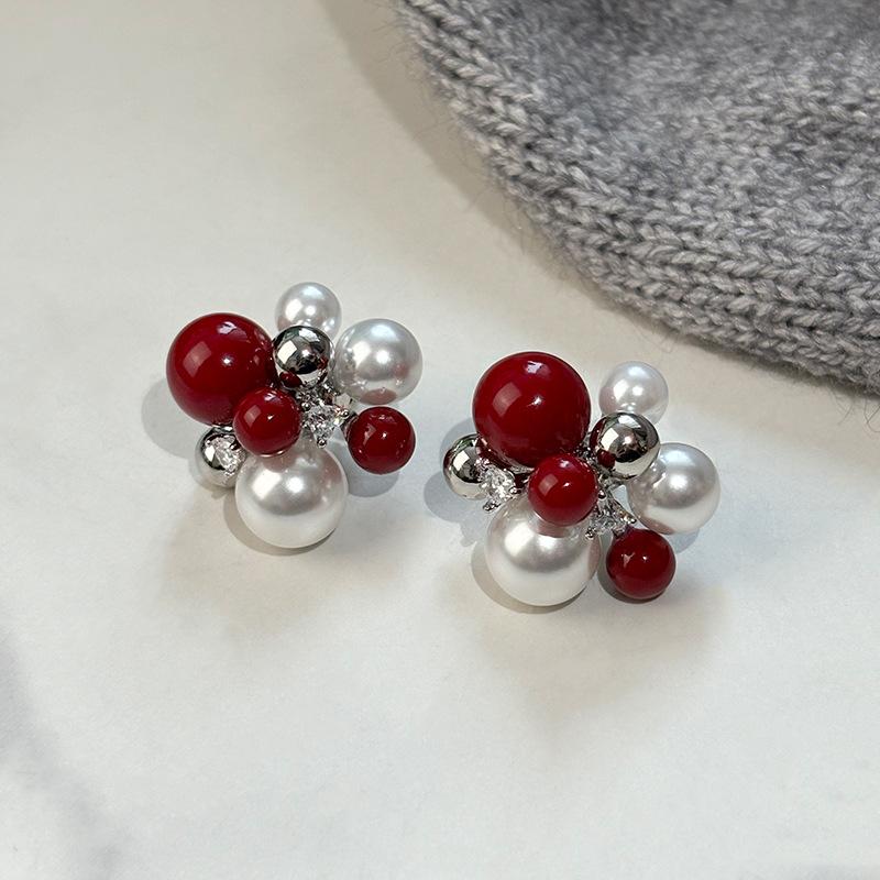 S sterling silver needle explosive pearl earrings women s retro zircon stud earrings temperament ears