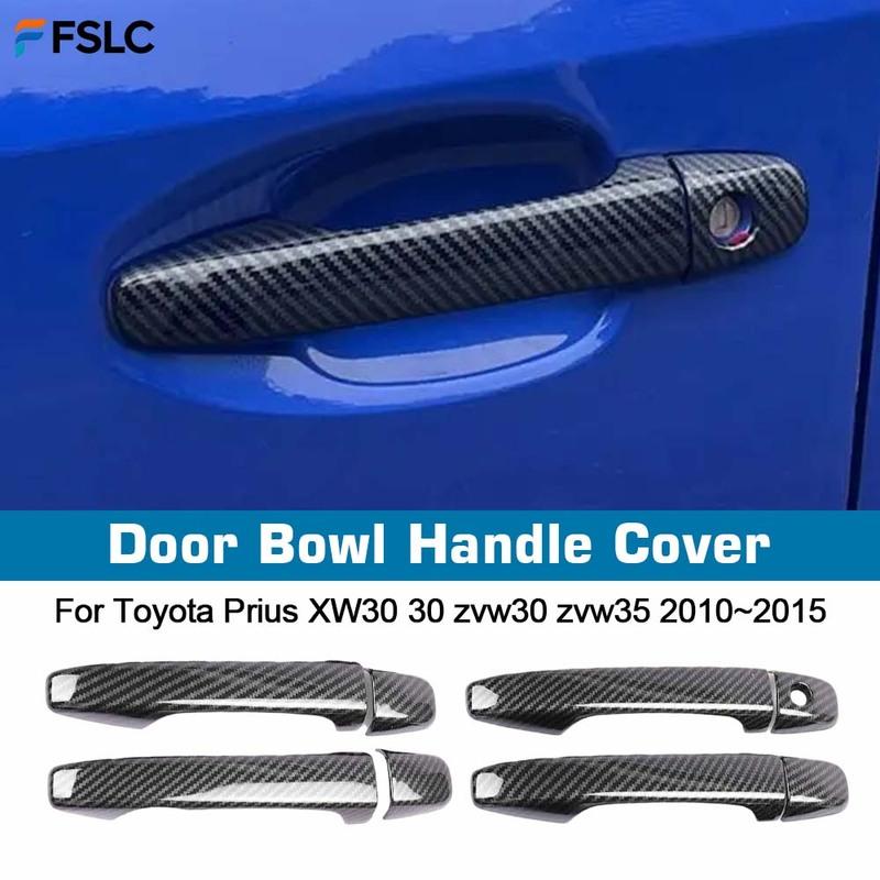 Door Handle Cover For Toyota Prius XW30 30 Zvw30 Zvw35 2010~2015 Carbon Fiber Car Pad Sticker Overlay Styling Accessories