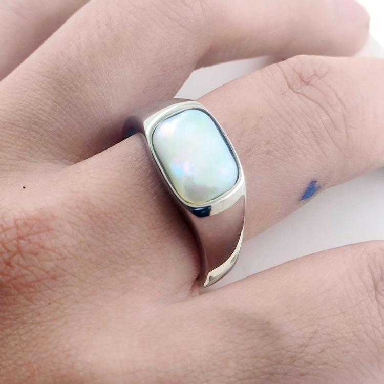 

Кольцо из серебра 925 пробы с кремовым полудрагоценным камнем «кошачий глаз» с закругленным прямоугольным сечением, универсальное, в стиле Майяра, ретро, нишевое, простое, элитное ювелирное изделие 11