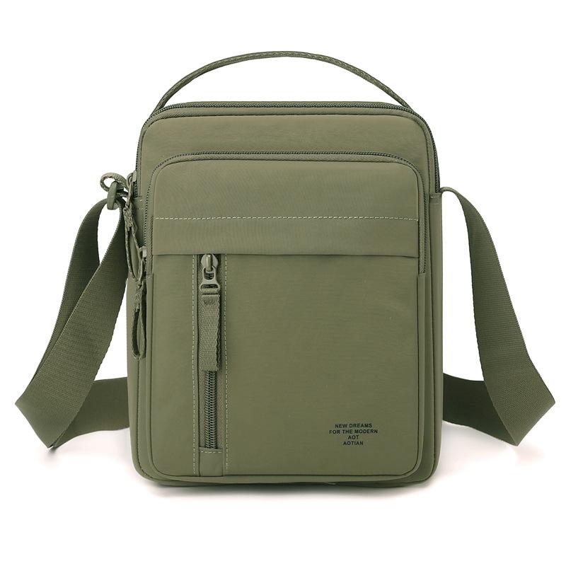 Nylon Crossbody Bag with Top Handle and Multiple Zipper Pockets for Daily Use Men Women