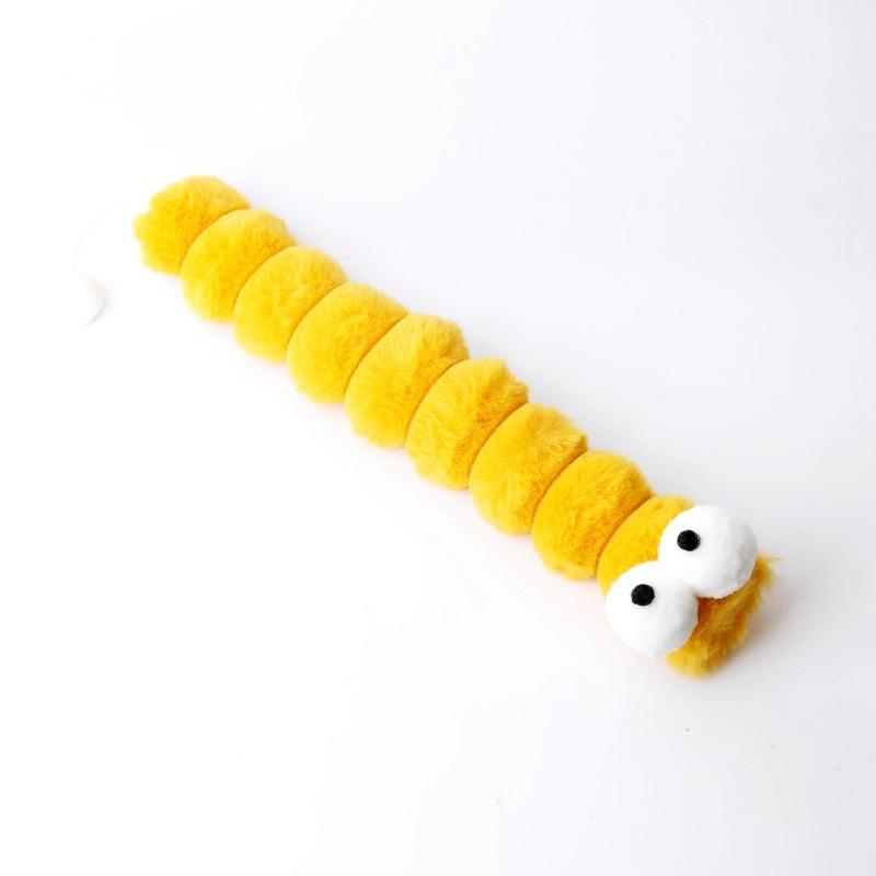 Cat Plush Chew Toy Plush Cushion Caterpillar Catnip Companionship Kitten Toy Cat Teaser Stick Interactive Cat Toy Supplies