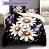 Daisy Butterfly  Pattern Bedding Quilt Set Quilt Cover Pillowcase Home Decoration  Gift (1 * Duvet Cover + 2 * Pillowcase, Without Core)