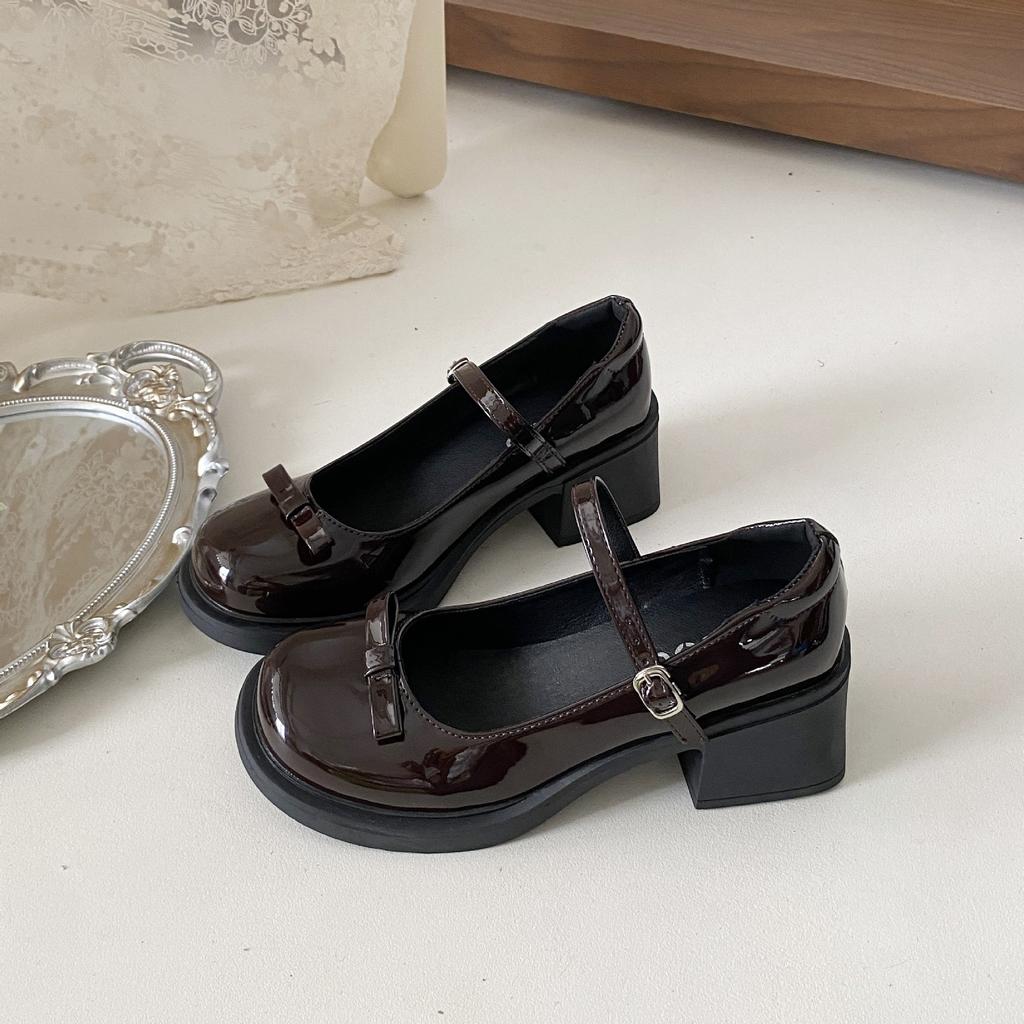Fashion Spring Autumn Women Mary Jane Shoes Ladies Elegant Outdoor Butterfly-knot Pumps Women's Thick Heel Shoes 2025