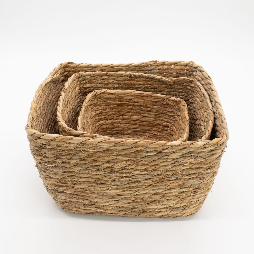 Seagrass Square Baskets – Natural – Set of 3