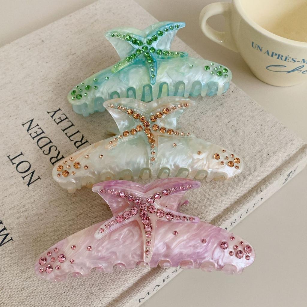 1pc Multi-color Starfish Hair Clip Acrylic Hair Claws, Summer Beach Hair Clip with Claws for Strong Fixation