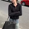 Short Twist Hooded Zipper Knitted Cardigan Women's Slim-fit Sweater Jacket