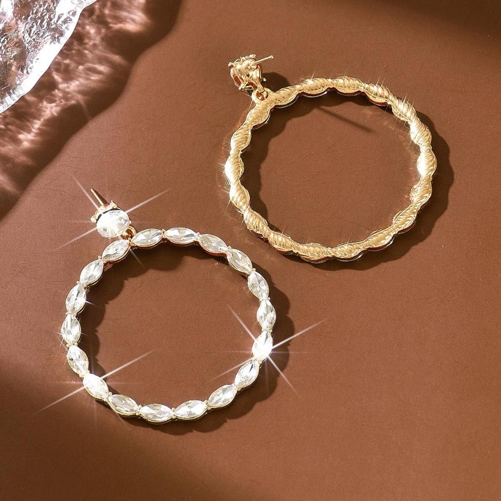 Exaggerated Rhinestone Hoop Earrings: Versatile & Elegant Women's Fashion with a High-End Appeal
