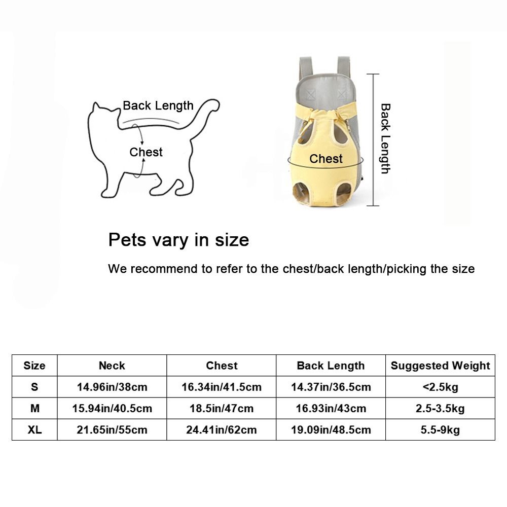 Mesh Cat Dog Carrier Bag Front Leg Out Hands-Free Dog Shoulder Handle Bags Breathable Adjustable Pet Double Shoulder Backpack