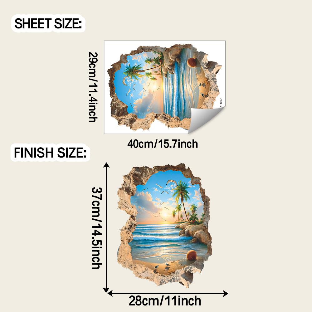 

Персонализированные наклейки для украшения и облагораживания стен для гостиной дома под заходящим солнцем, с изображением моря и пляжа