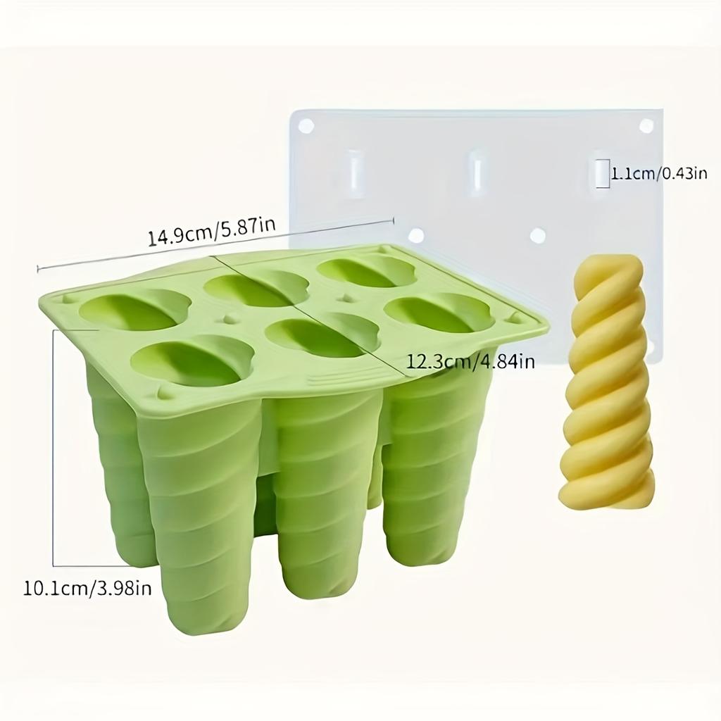 1pc Spiral Ice Cream Mold 6-Hole Silicone DIY Ice Pop Mold Ice Tray For Ice Maker Summer Beach Vacation
