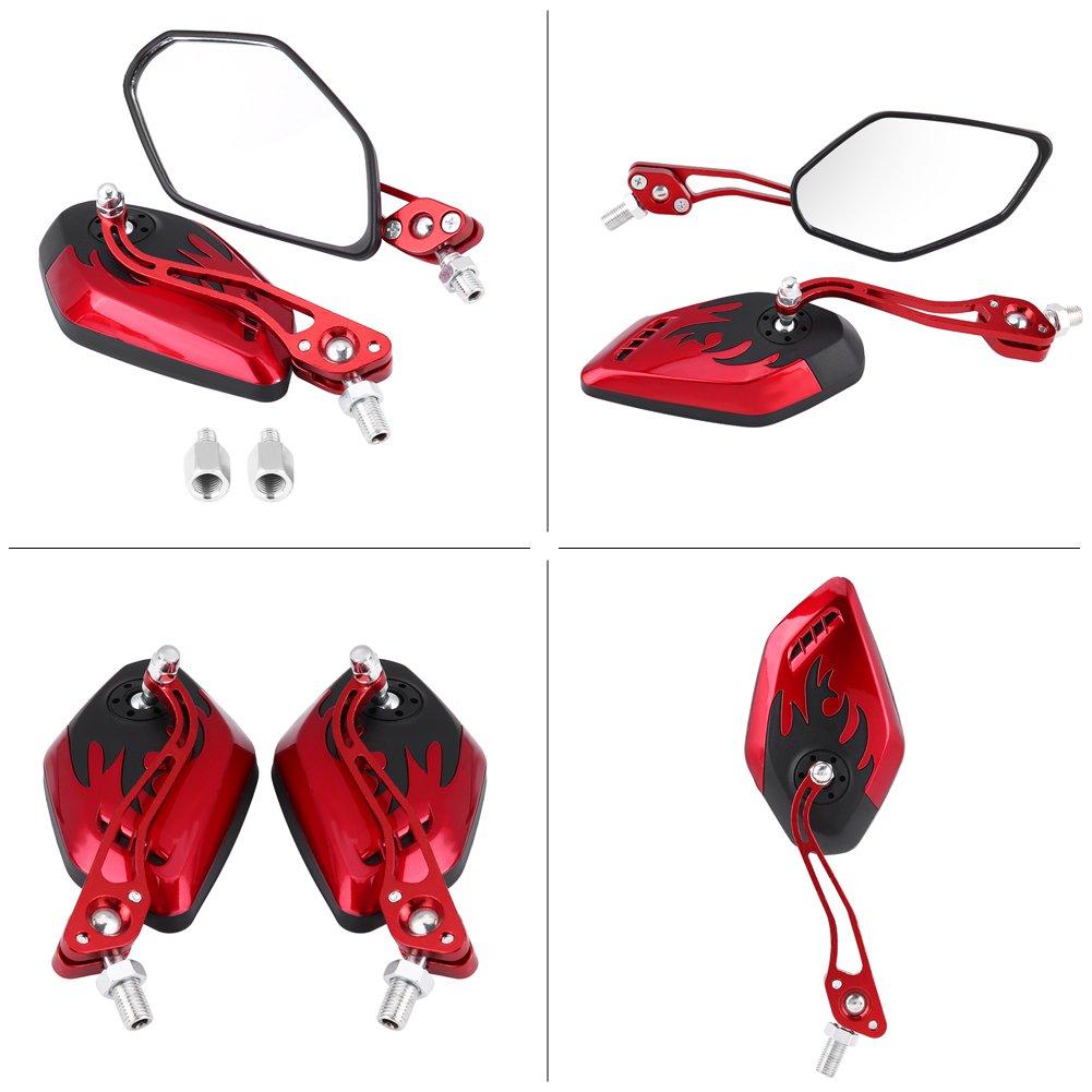 Motorcycle Mirror 8mm Left and Right Set, Qiilu Universal 8mm 10mm Motorcycle Scooter Aluminum