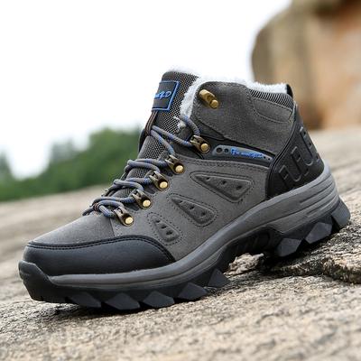 High-top Boots Men Comfortable Warm Plush Anti-slip Outdoor Hiking Shoes Men Breathable Durable Thick-soled Soft Snow Boots Men
