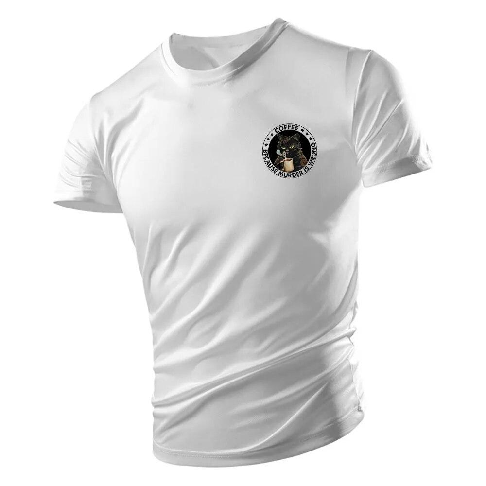 Summer Cartoon Cat Print Men'S Daily Crew Neck Short Sleeve 2023 New Casual T-Shirt Sports Style Comfortable Lightweight Style