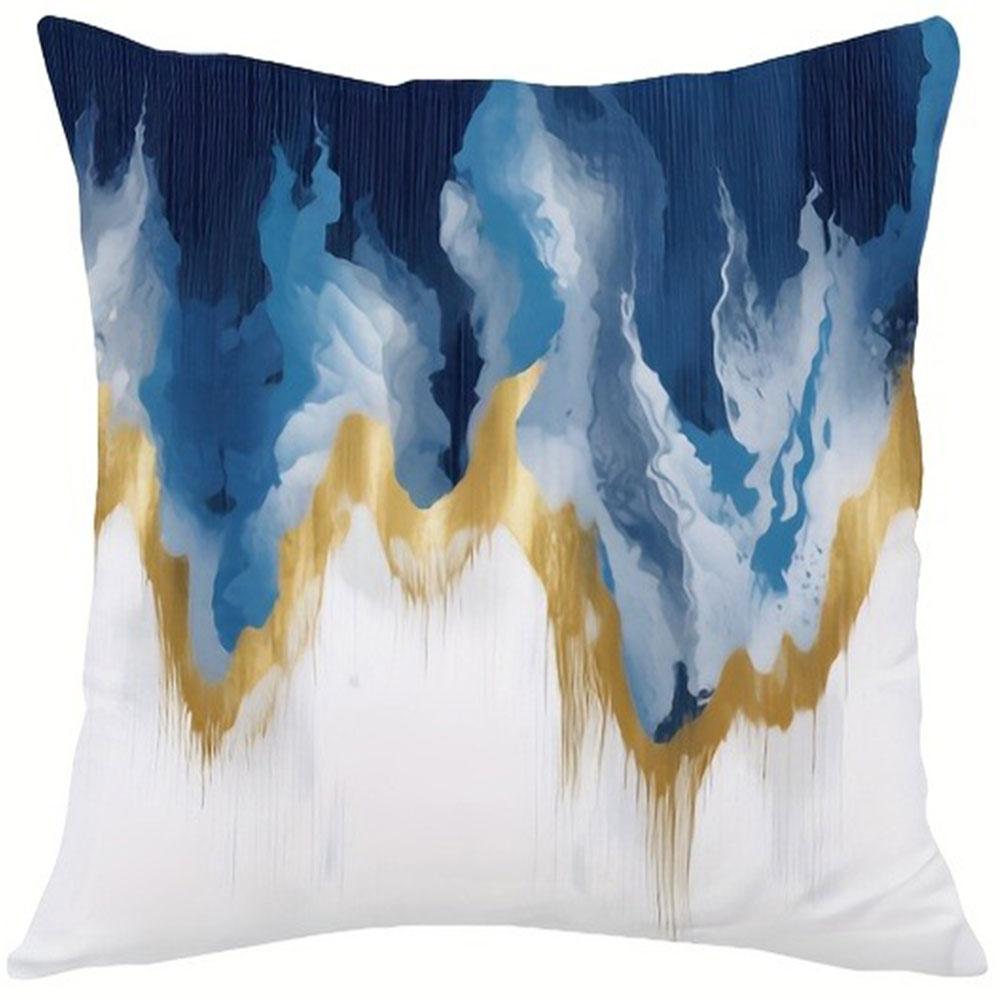 Blue and Gold Flow - Rhyme Abstract PillowcasesBedroom Living Room Sofa Home Decor Polyester Cushion Cover with Zipper