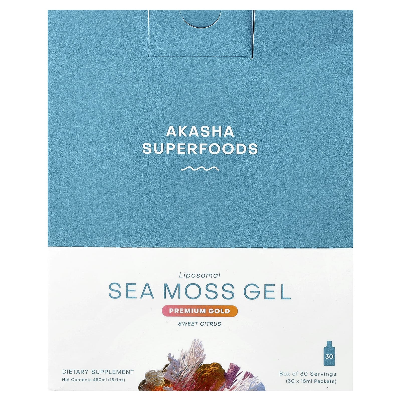 

Akasha Superfoods, Liposomal Sea Moss Gel, Sweet Citrus, 30 Packets, 15 ml (0.5 fl oz) Each