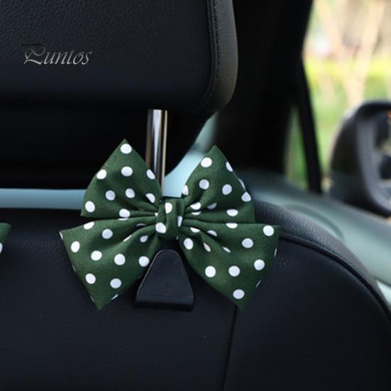 Car Headrest Hooks Purse Bag Hangers Universal Easy Installation Cute Bow Design Storage Hooks Auto Interior Decoration