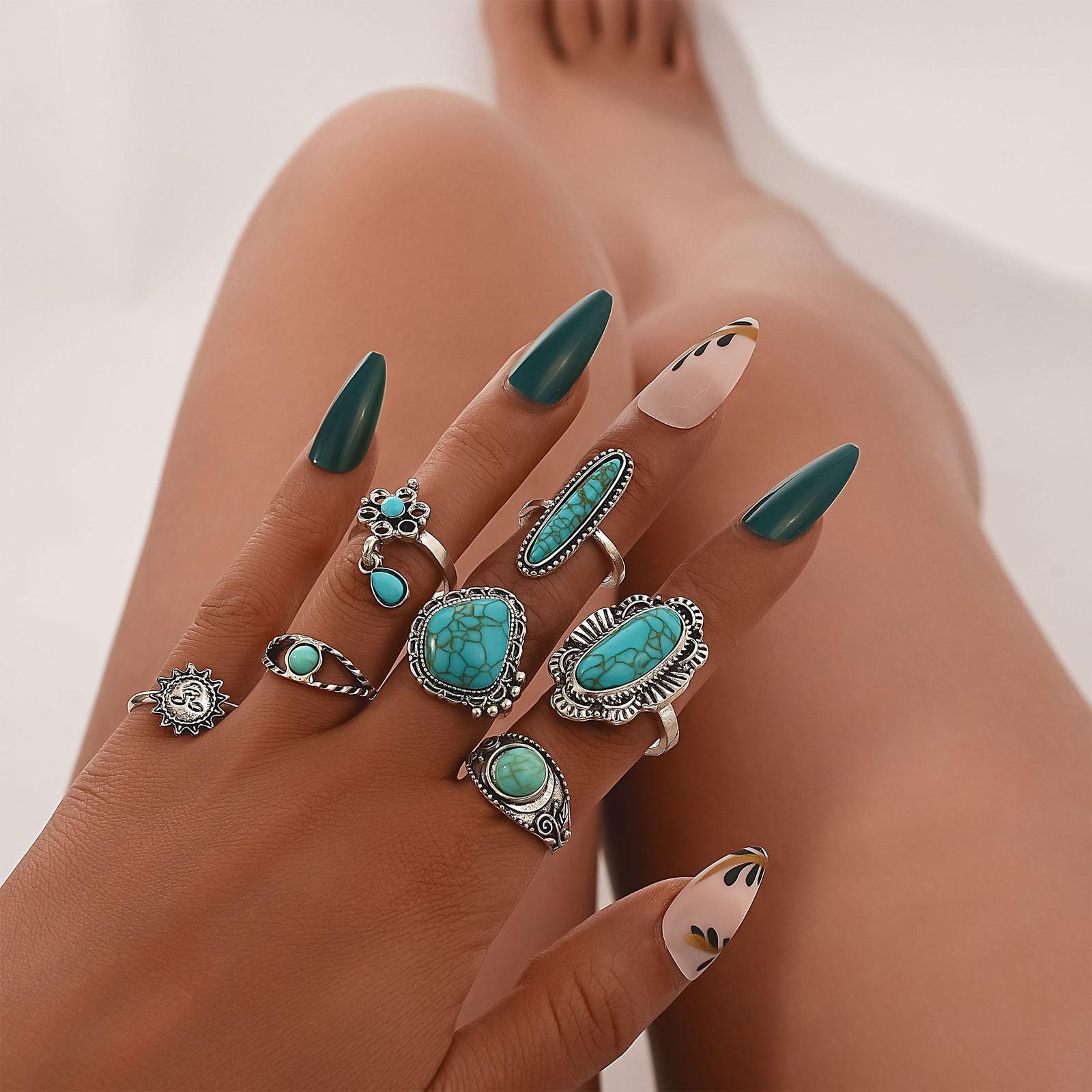 

Модный женский набор из 7 колец - Женское кольцо Металлическое кольцо Глянцевое кольцо Металлическое кольцо Праздничный подарок One Size серебряный