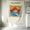 Paddington Bear Pattern Wall Tapestry Aesthetic Wall Hanging Printed Fabric Blanket Decorative Tapestries for Bedroom Living Room Home Decor