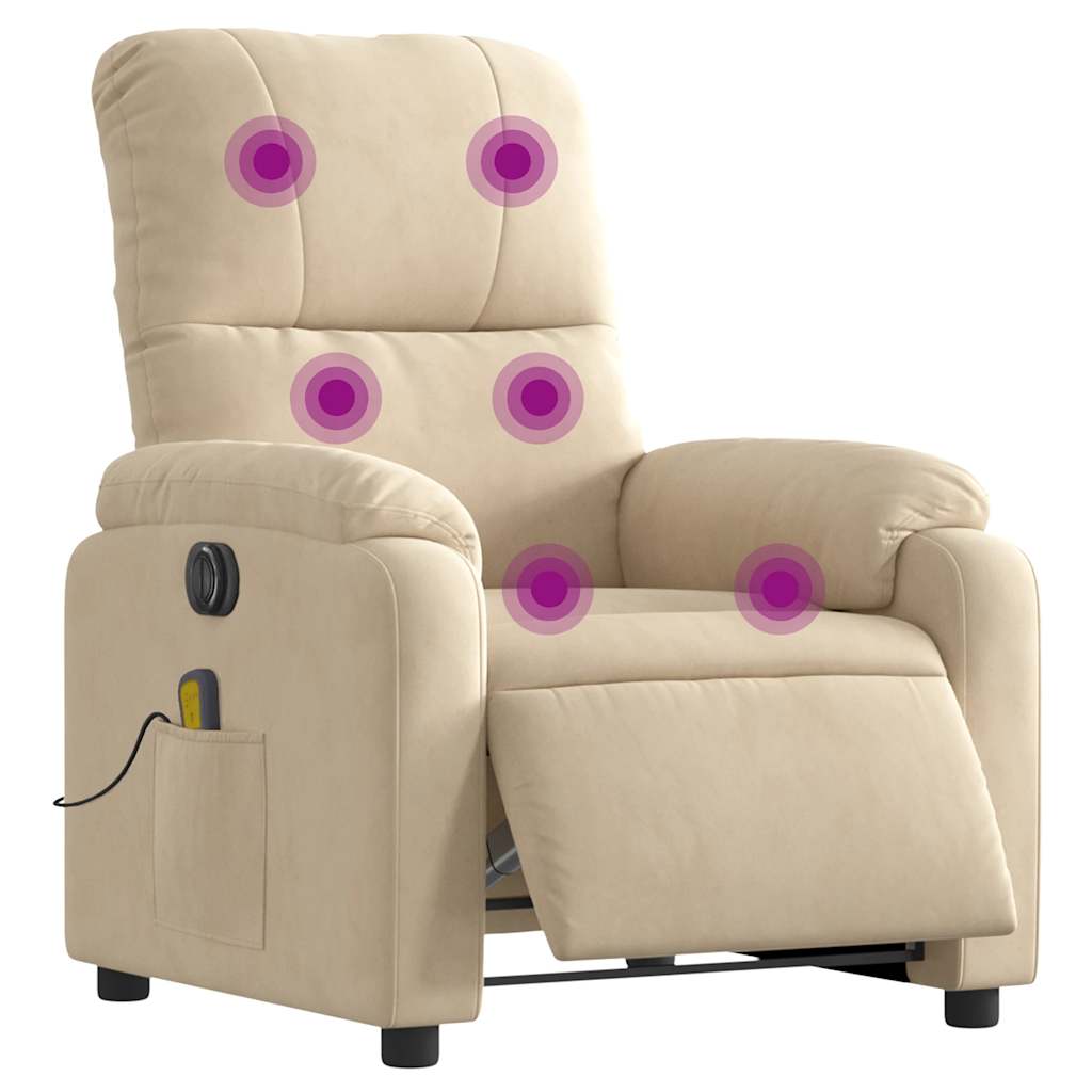 Electric Massage Chair Cream Microfiber Fabric