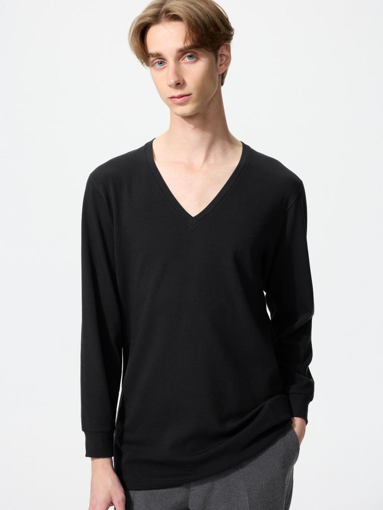 Uniqlo Ultra Warm Heattech Cotton V Neck 3 4 sleeVe