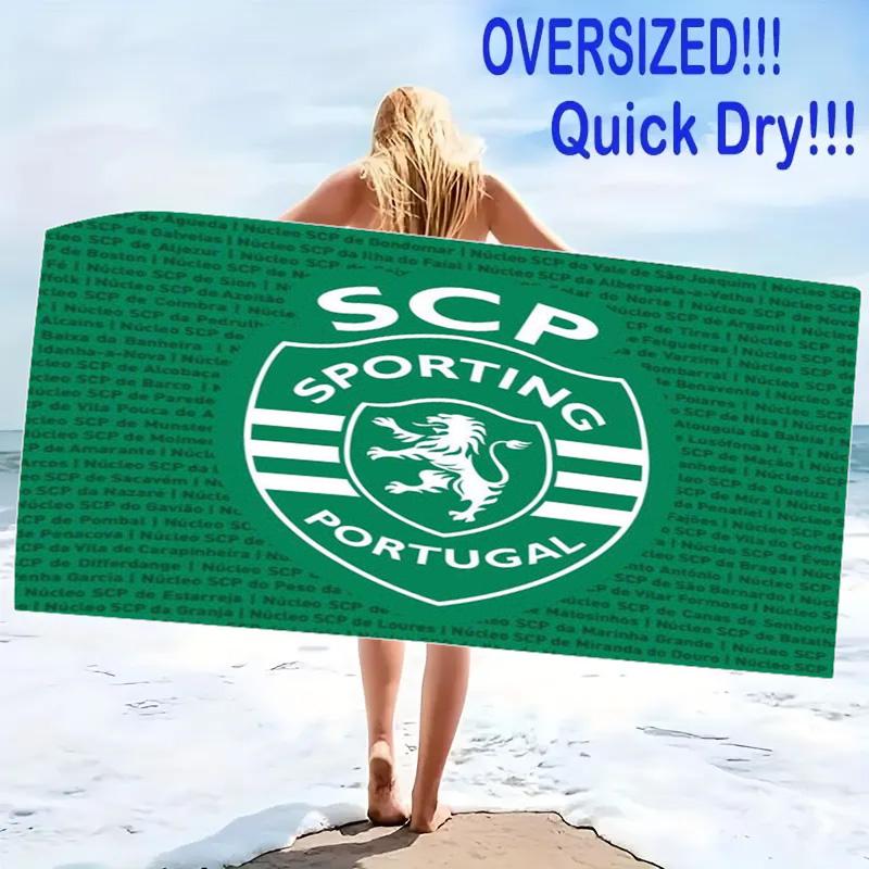Sporting CP Logo Print Beach Towel, Large Soft Quick Dry Towel for Beach Camping Swimming