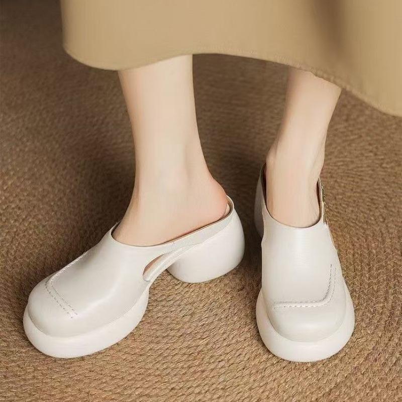 Dicker Boden Erhöhung Taschenkopf coole Hausschuhe Damen neu Sommer Rock modisch vielseitig faul halbe Hausschuhe